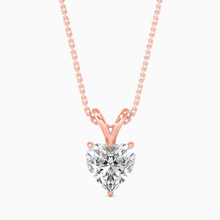 0.3 CT Solitaire Heart Lab-Grown Diamond Pendant without Chain