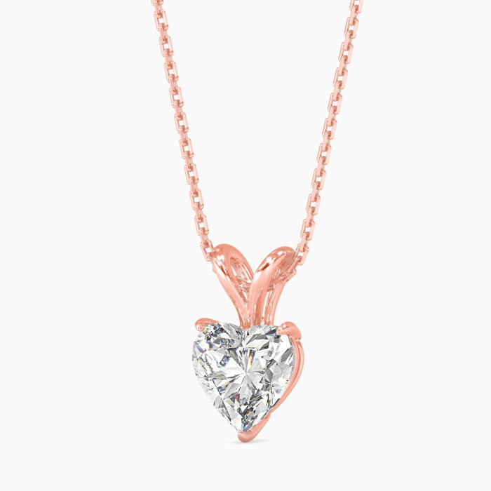 0.3 CT Solitaire Heart Lab-Grown Diamond Pendant without Chain