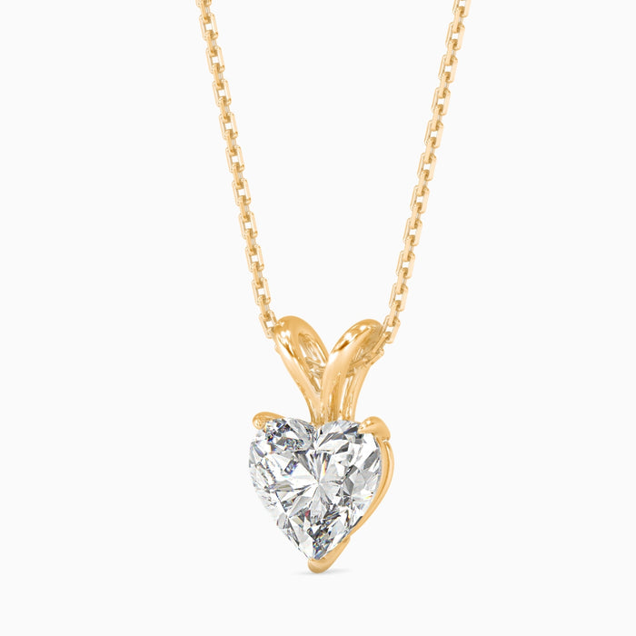 0.5 CT Heart Solitaire Pendant with Lab-Grown Diamond without Chain