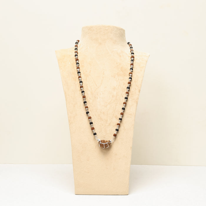 1 Mukhi Rudraksha & Karungali Pendant with Silver Cap