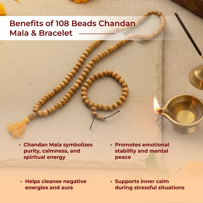 108 Beads Chandan Mala & Bracelet – Pure Sandalwood Combo - view 7