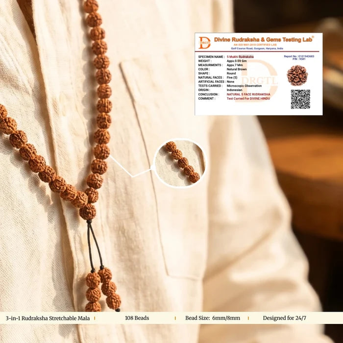 3-in-1 Rudraksha Stretchable Mala 108 Beads - view 2