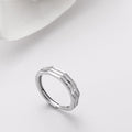 3 Lines Rhodium Plated 925 Silver Mens Ring (Adjustable)