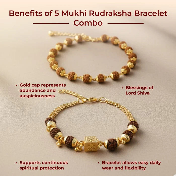 5 Mukhi Rudraksha Bracelet Combo - view 2