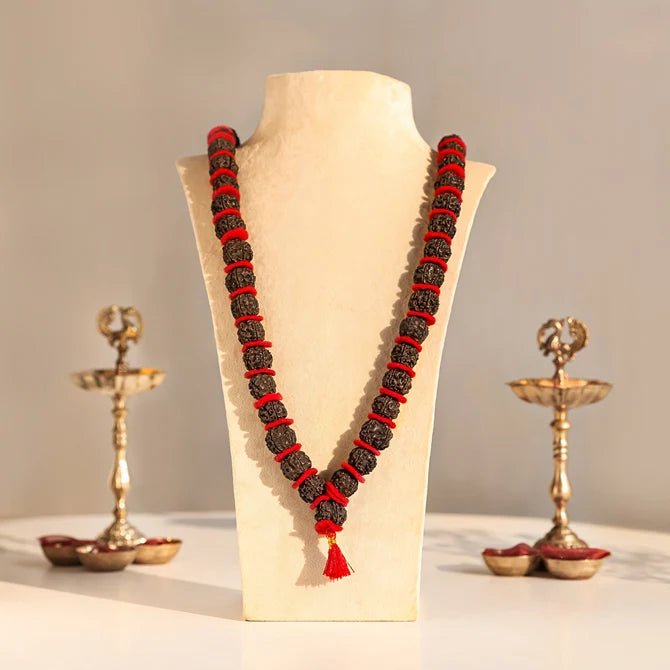 5 Mukhi Rudraksha Kantha Mala - 54+1 Beads | Natural & Lab-Certified