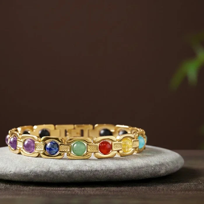 7 Chakra Link Chain Bracelet with Karungali - view 2