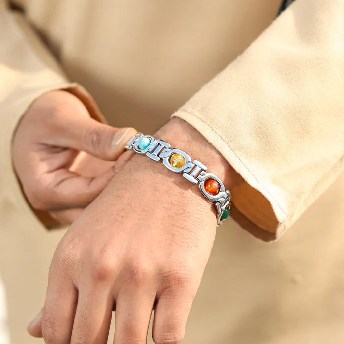 7 Chakra Link Chain Bracelet with Karungali - view 3