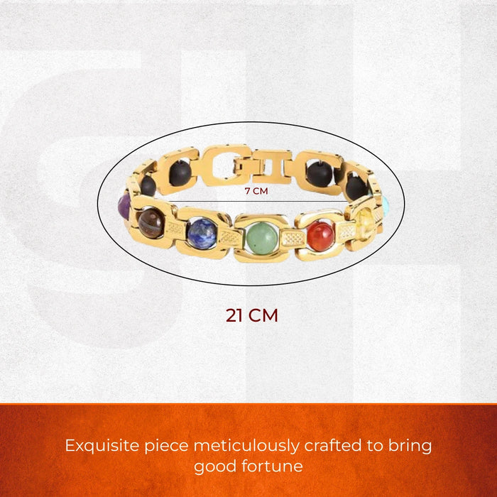7 Chakra Link Chain Bracelet with Karungali - view 4