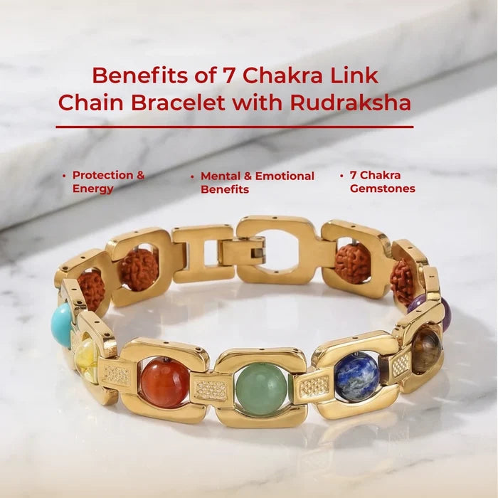 7 Chakra Link Chain Bracelet with Rudraksha - view 2