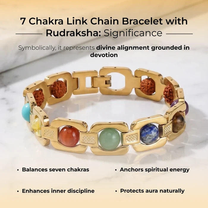 7 Chakra Link Chain Bracelet with Rudraksha - view 3