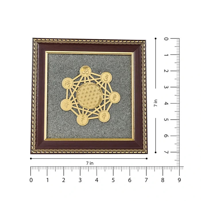 7 Chakra Raw Pyrite Frame for Energy Balance & Wealth Flow - view 2