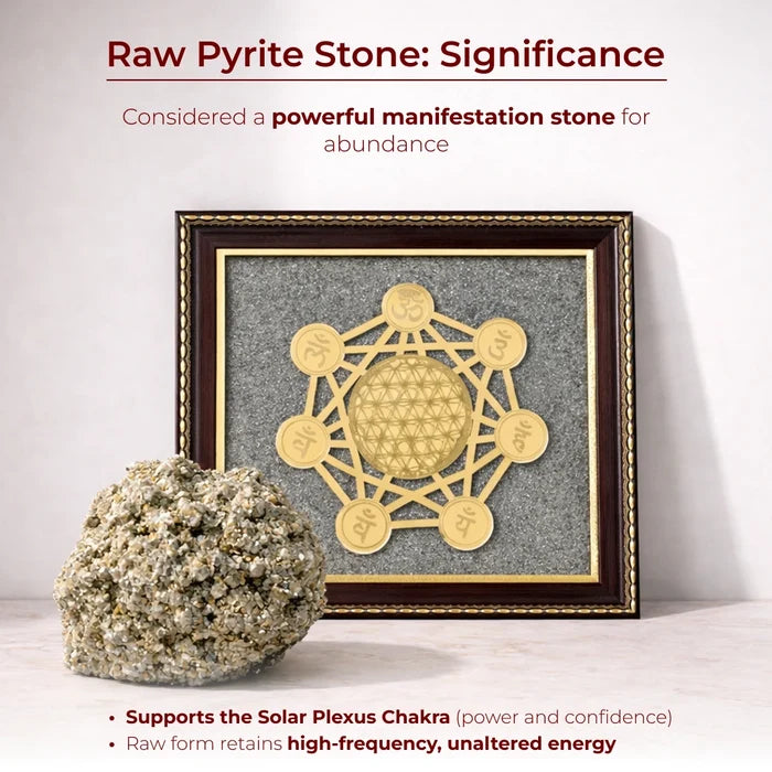 7 Chakra Raw Pyrite Frame for Energy Balance & Wealth Flow - view 3