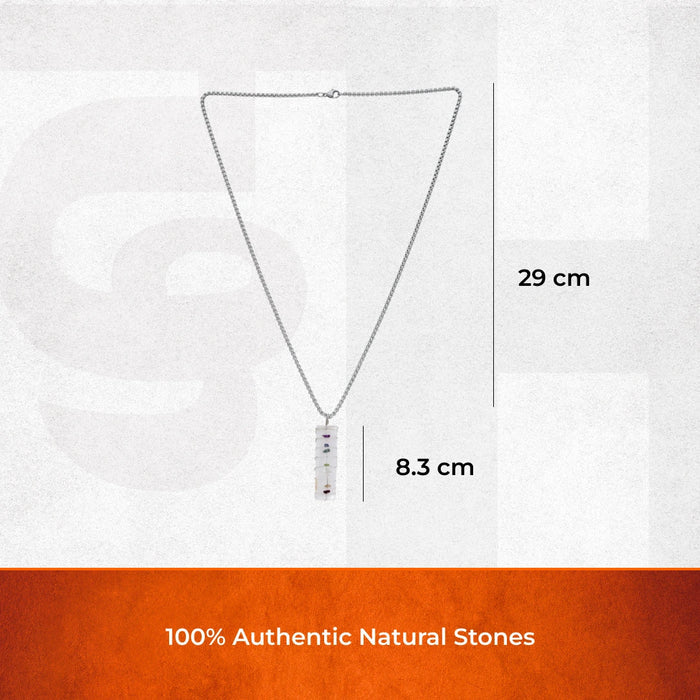 7 Chakra Stone Pendant with Selenite Plate - view 2