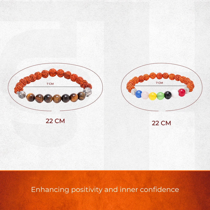 7 Chakra + Tiger Stone Rudraksha Bracelet - view 3