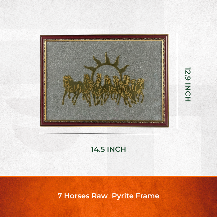 7 Horses Raw Pyrite Frame for Vastu & Prosperity - Extra Large Size (18*12 inch) - view 2