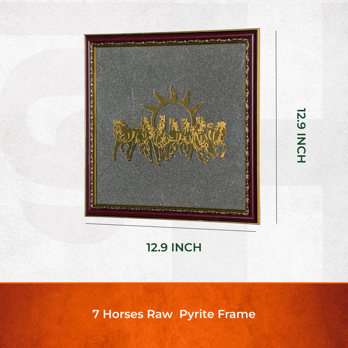 7 Horses Raw Pyrite Frame for Vastu & Prosperity - Large Size (12*12 inch) - view 2
