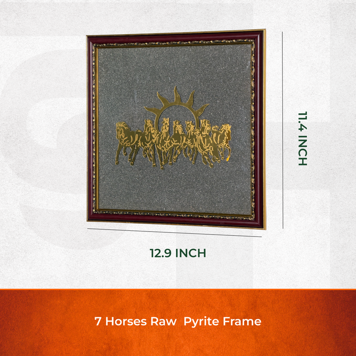 7 Horses Raw Pyrite Frame for Vastu & Prosperity - Medium Size (12*10 inch) - view 2