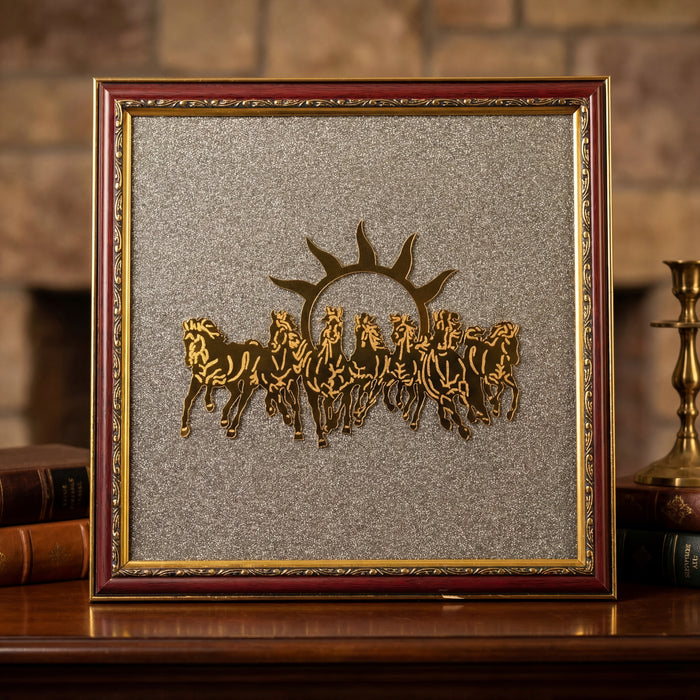 7 Horses Raw Pyrite Frame for Vastu & Prosperity - Medium Size (12*10 inch) - view 3