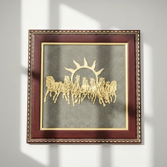 7 Horses Raw Pyrite Frame for Vastu & Prosperity - view 3