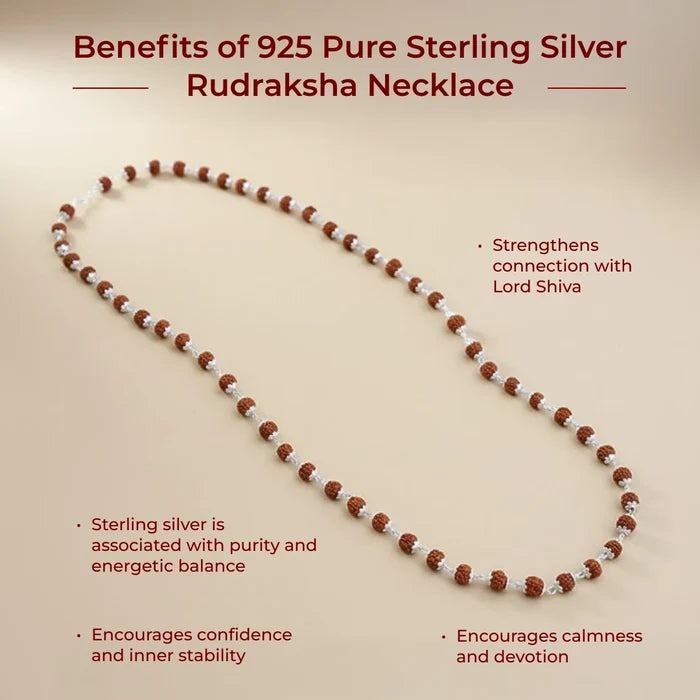 925 Pure Sterling Silver Rudraksha Necklace - view 2