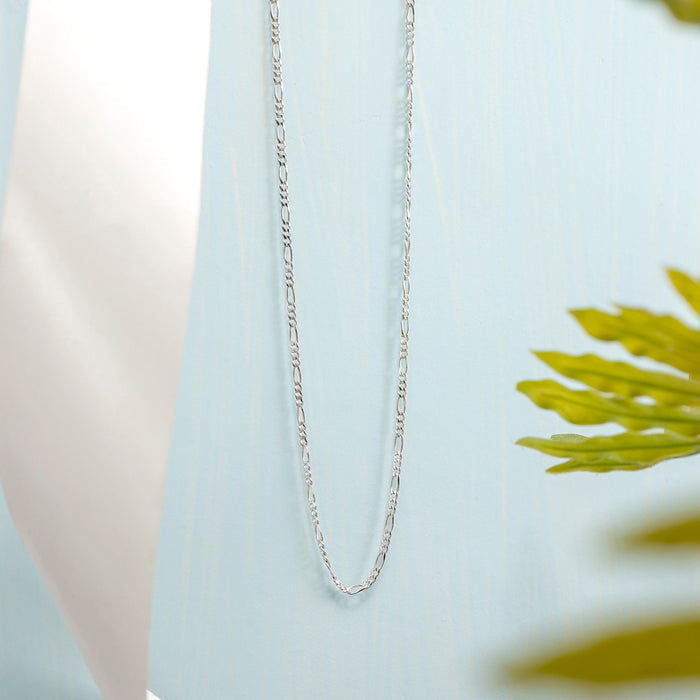 925 Silver Figaro Chain in Rhodium Plating