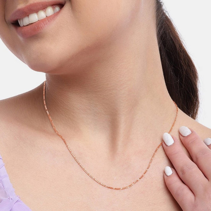 925 Silver Figaro Chain in Rose Gold Plating