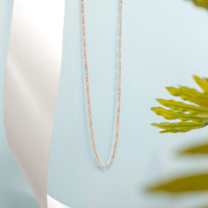 925 Silver Figaro Chain in Rose Gold Plating