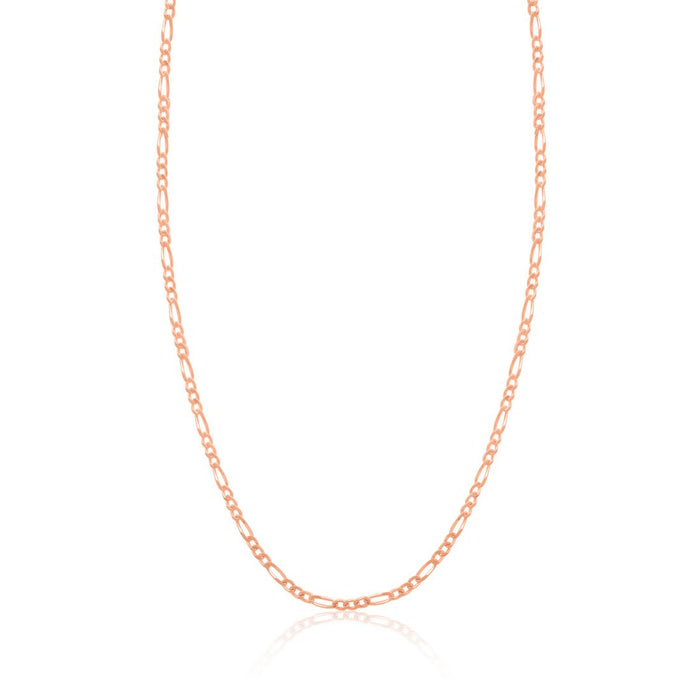 925 Silver Figaro Chain in Rose Gold Plating