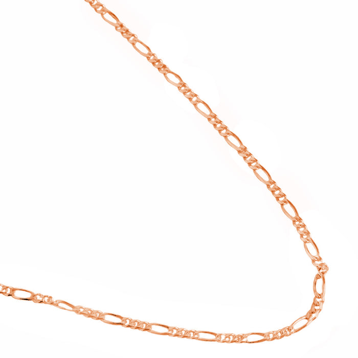 925 Silver Figaro Chain in Rose Gold Plating
