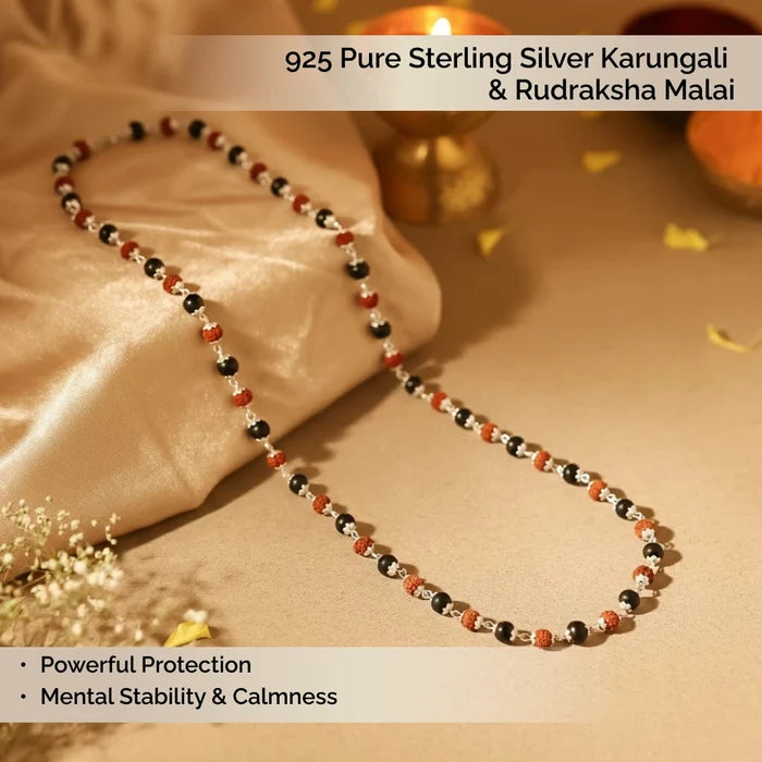925 Pure Sterling Silver Karungali & Rudraksha Malai - view 2