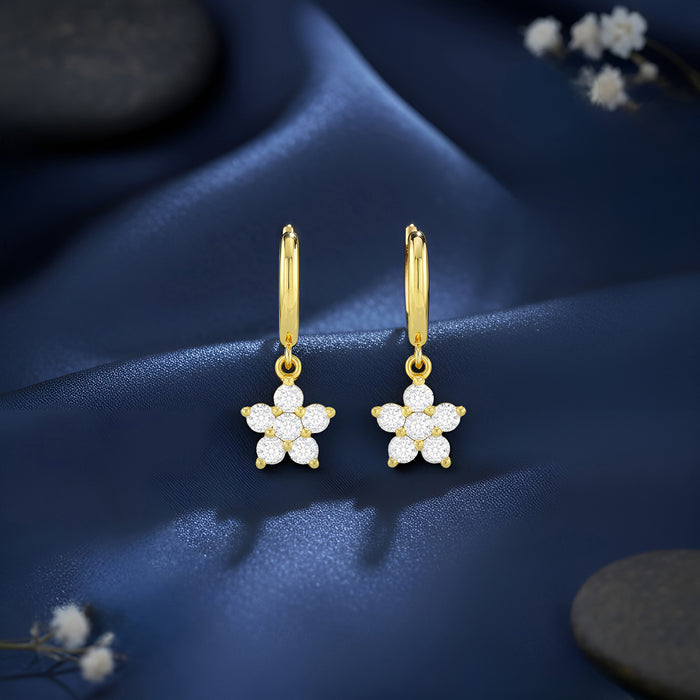 925 Sterling Silver A Falling Star Silver Hoop Gold Plated Earrings for Women – Zavya