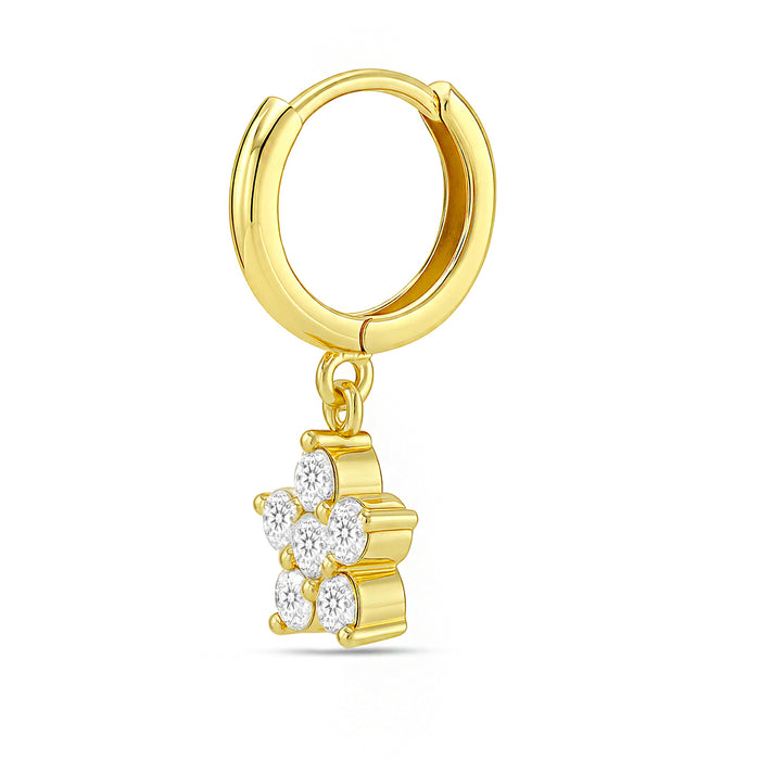 Gold plated 925 Sterling Silver hoop earrings for women with a sparkling star drop charm. – Zavya