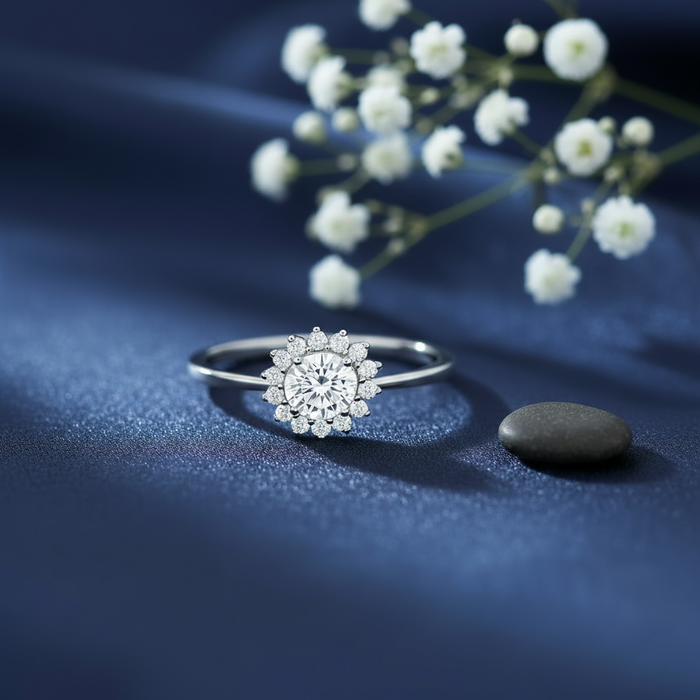 A Flower from My Heart Rhodium Plated Ring