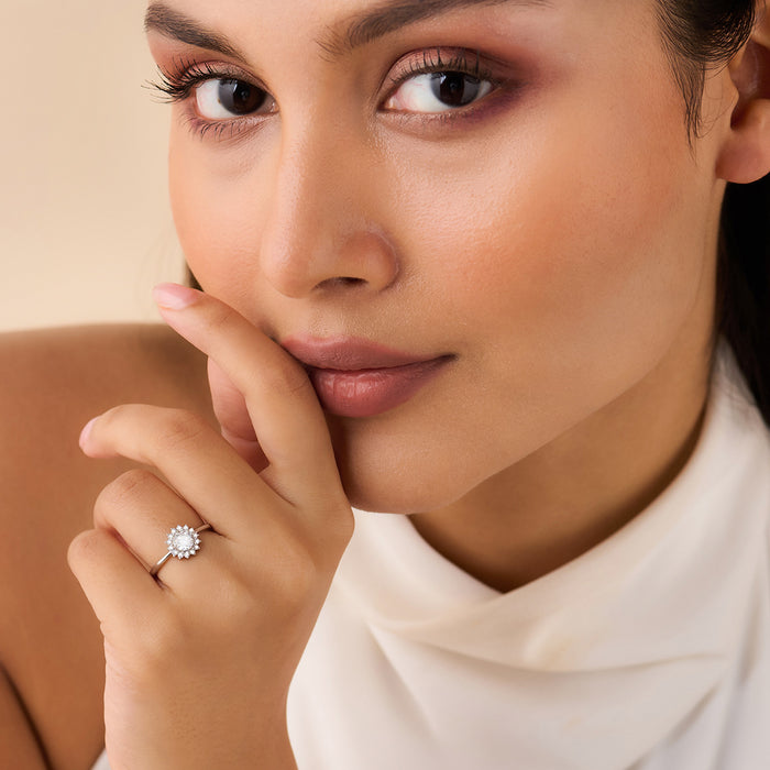 A Flower from My Heart Rhodium Plated Ring