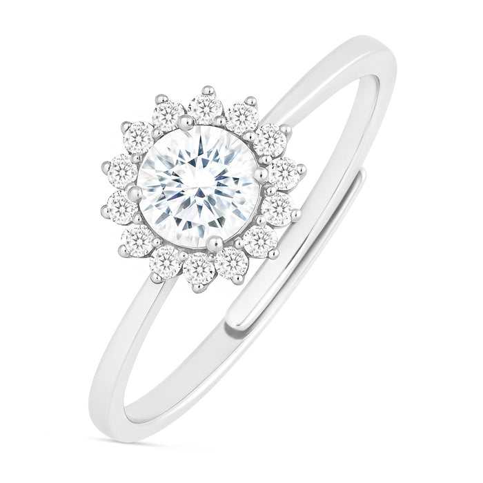 A Flower from My Heart Rhodium Plated Ring