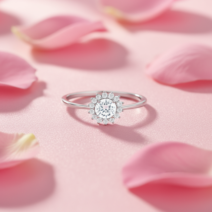 A Flower from My Heart Rhodium Plated Ring