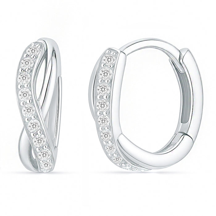 A Forever Promise Huggie Rhodium Plated 925 Silver Hoop Earrings