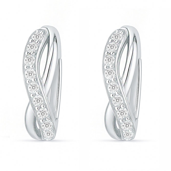 A Forever Promise Huggie Rhodium Plated 925 Silver Hoop Earrings