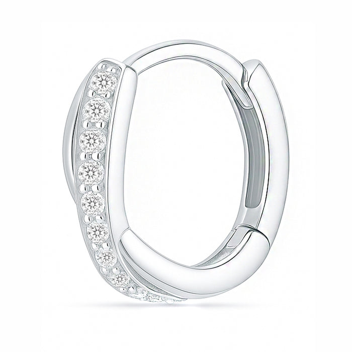 A Forever Promise Huggie Rhodium Plated 925 Silver Hoop Earrings