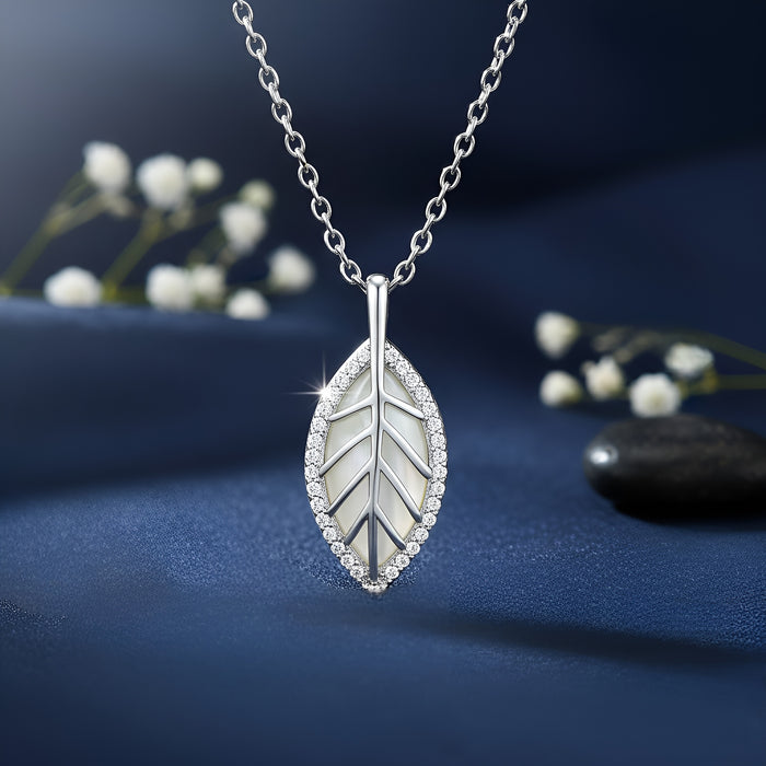 A Fresh Start Leaf Rhodium Plated Necklace