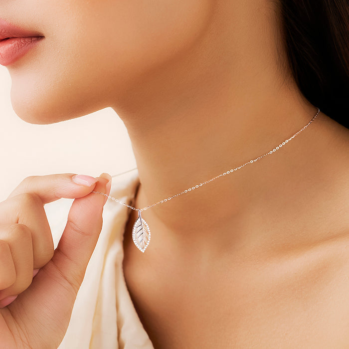 A Fresh Start Leaf Rhodium Plated Necklace