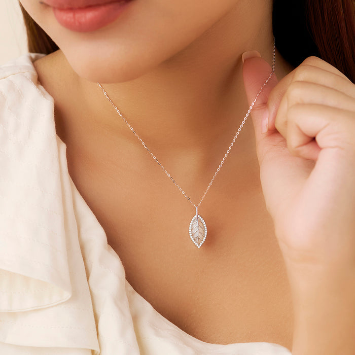 A Fresh Start Leaf Rhodium Plated Necklace