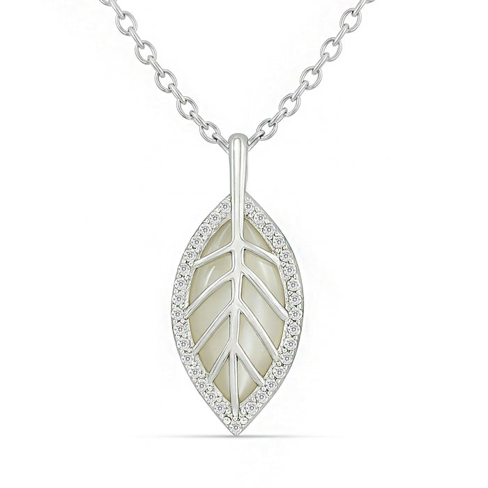 A Fresh Start Leaf Rhodium Plated Necklace
