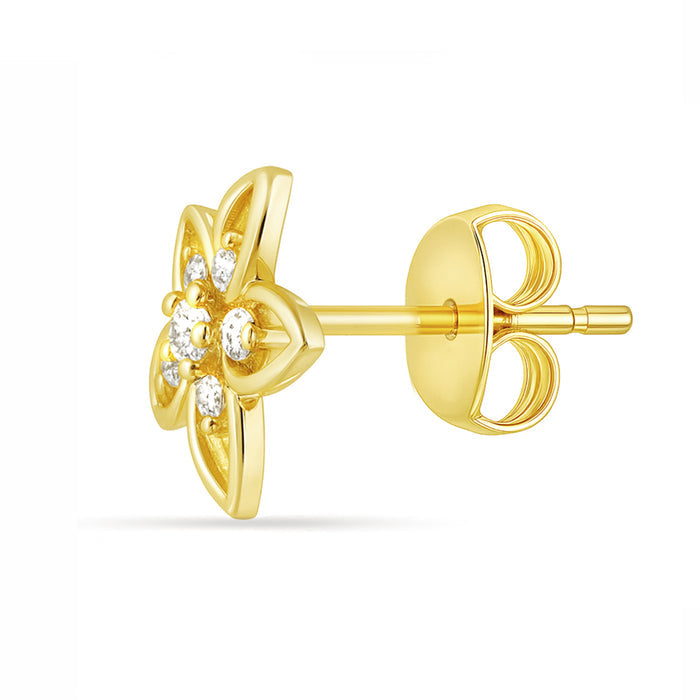 Gold plated 925 Sterling Silver flower stud earrings for women with clear stones for daily wear – Zavya