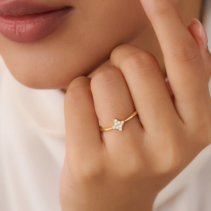 A Little Spark of Forever Gold Plated 925 Silver Womens Ring (Adjustable)