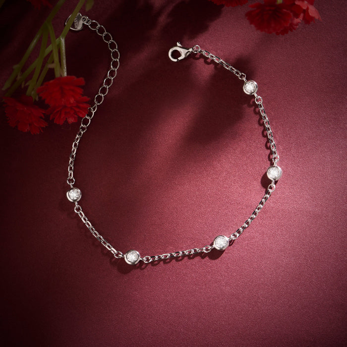 A Path of Light Cubic Zirconia Rhodium Plated Bracelet