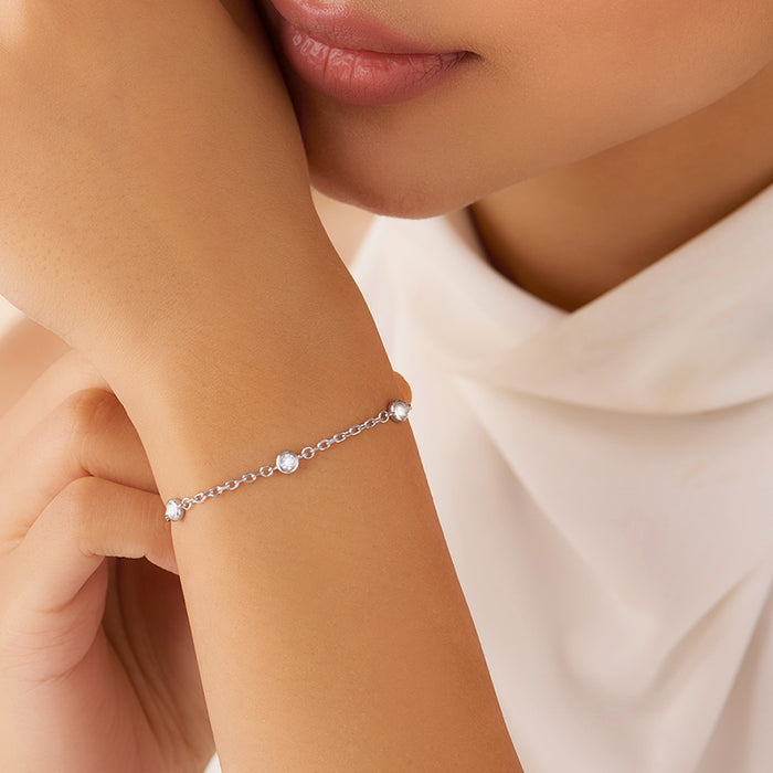 A Path of Light Cubic Zirconia Rhodium Plated Bracelet