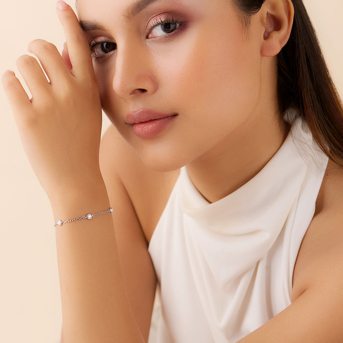 A Path of Light Cubic Zirconia Rhodium Plated Bracelet