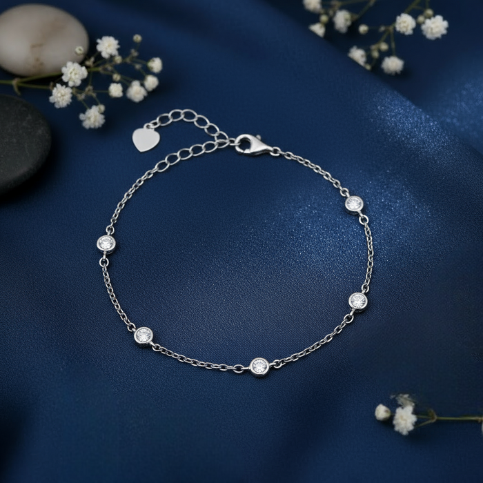 A Path of Light Cubic Zirconia Rhodium Plated Bracelet