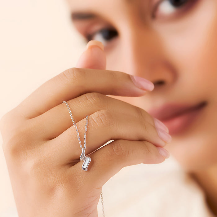 A Twist of Fate Rhodium Plated Necklace